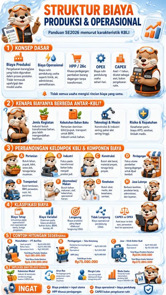 Infografis Struktur Biaya Produksi dan Operasional SE2026 menurut karakteristik KBLI